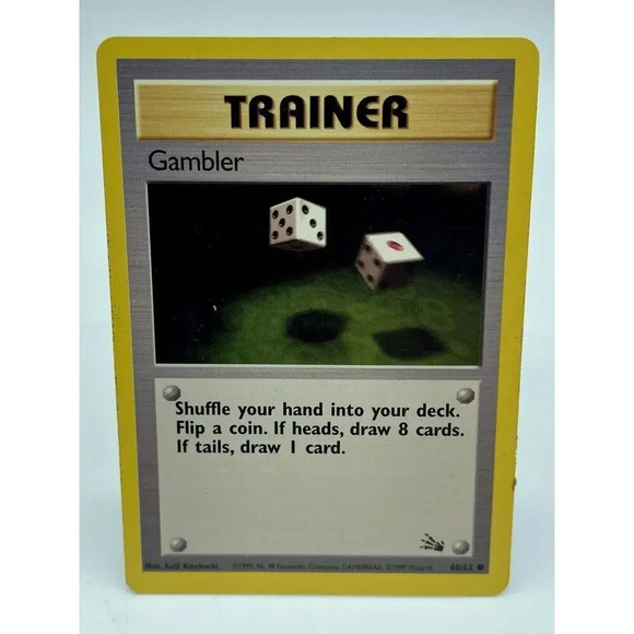 Gambler 60/62 Fossil‎ Set Non-Holo Vintage 1999 Pokemon TCG LP - Picture 1 of 6